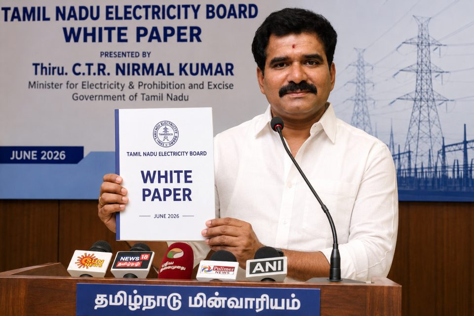தமிழ்நாடு மின்வாரியத்தின் நிலை என்ன? வெள்ளை அறிக்கையை வெளியிட்ட அமைச்சர் சி.டி.ஆர். நிர்மல் குமார்